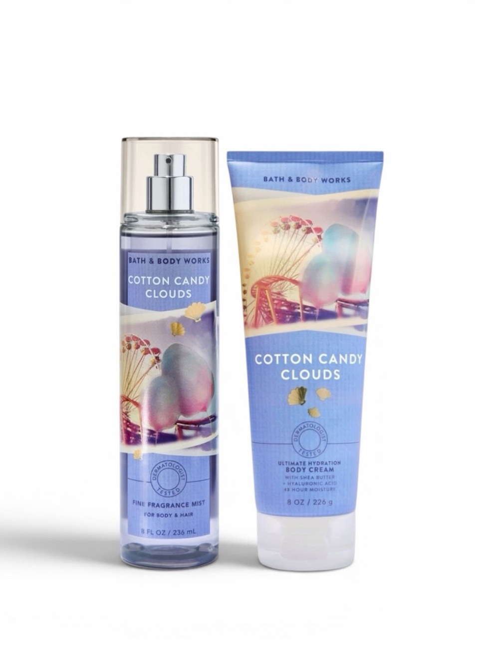 Bath & Body Works Cotton Candy Clouds Fragrance Mist & Body Cream Set
